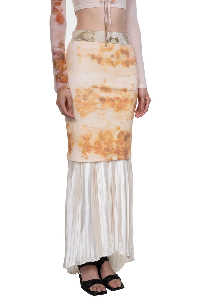 Chinese Medicine Print Layered Maxi Skirt