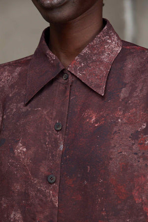 Classic Digital Print Shirt Burgundy