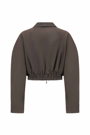 Coated Oversized Cropped Jacket Coffee