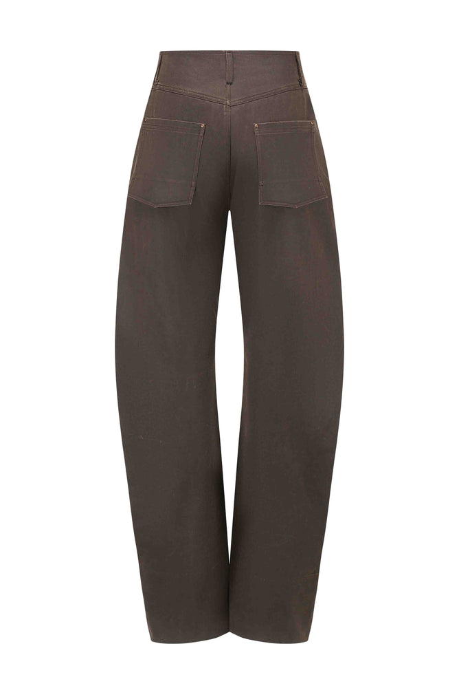 Coated Oversized Pants Coffee