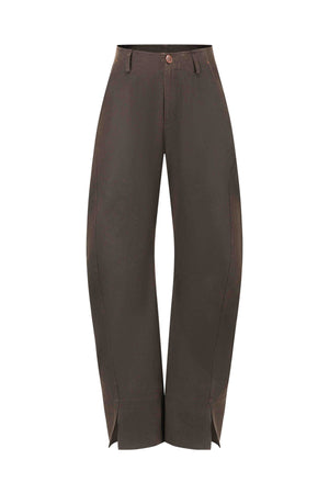 Coated Oversized Pants Coffee