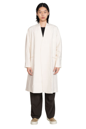 Kar Collarless Long White Coat