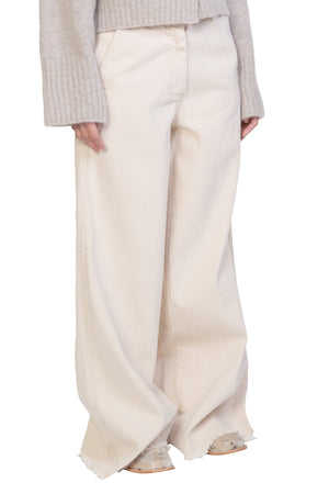 Cotton Denim Wide Legs Pants