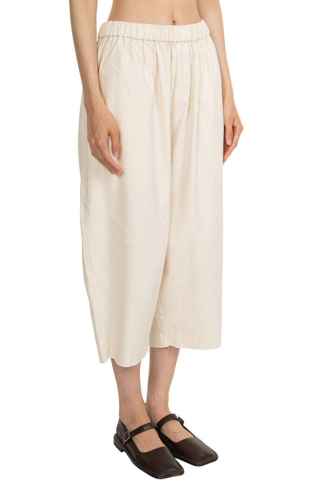 Cotton Elastic Trousers Cream