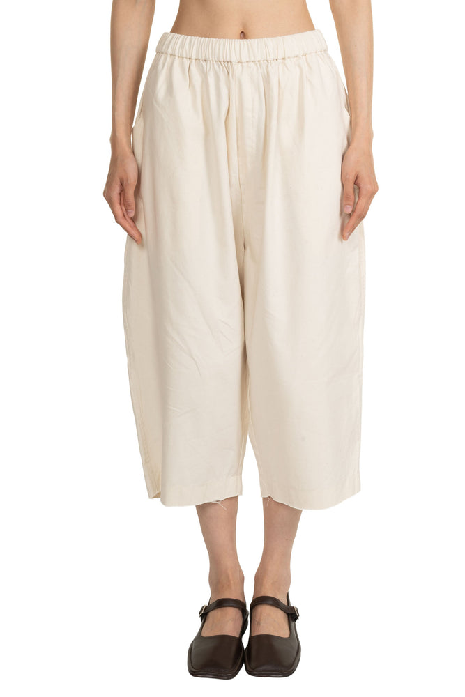 Cotton Elastic Trousers Cream