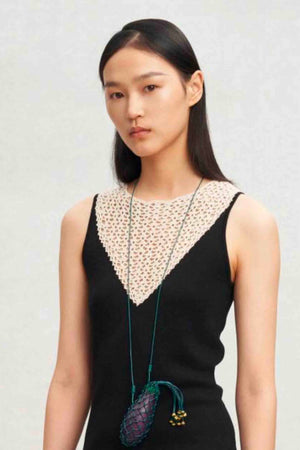 Crochet Patchwork Camisole Black