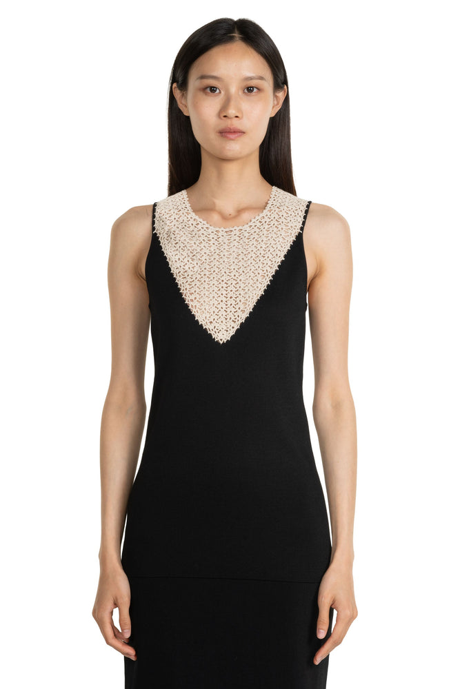Crochet Patchwork Camisole Black
