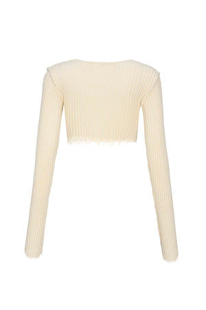 Cropped Knit Shirt Off White