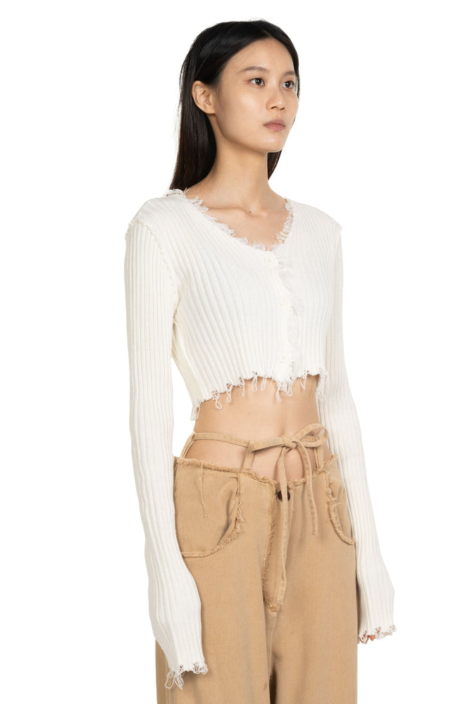 Cropped Knit Shirt Off White