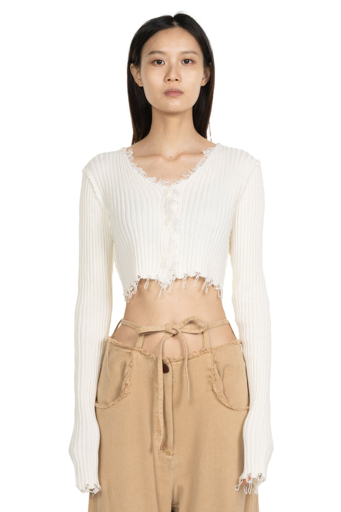 Cropped Knit Shirt Off White