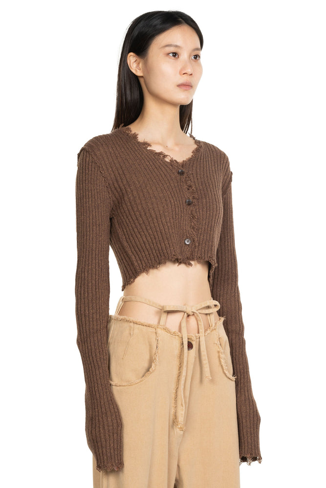 Cropped Knit Shirt Roast Almond