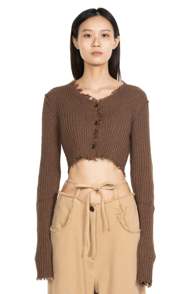 Cropped Knit Shirt Roast Almond