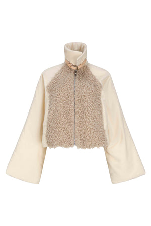 Cropped Terry Jacket Beige