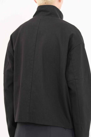 Curved Double Layered Collar Jacket Black