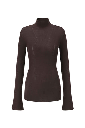Curved Ribbed Wool Knitted Top