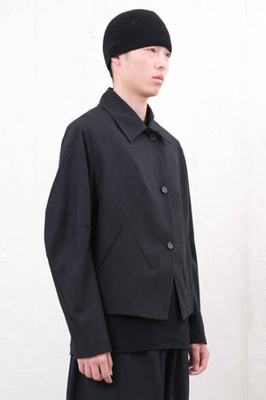 Curved Sleeve Lapel Jacket Black