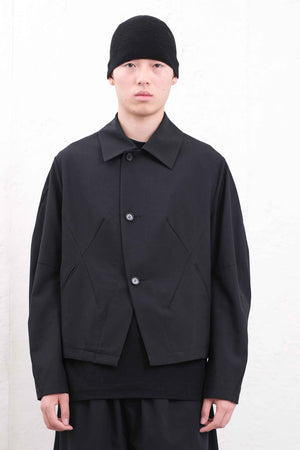 Curved Sleeve Lapel Jacket Black