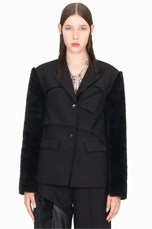 Feng Chen Wang Deconstructed Faux Fur Blazer