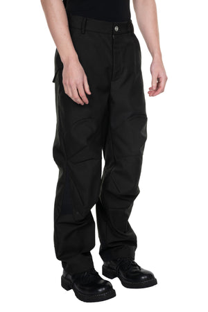 Deep Black Green Slanted Pants