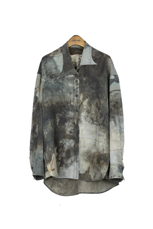 Digital Print Asymmetric Collar Shirt