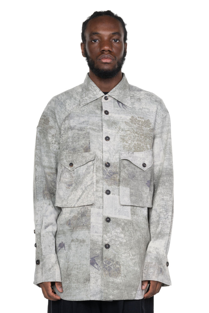 Digital Print Wool Shirt Jacket