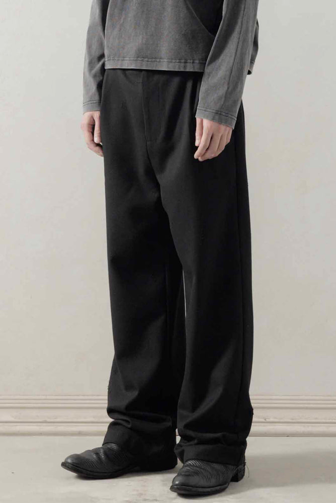 Distressed Wool Pants Black