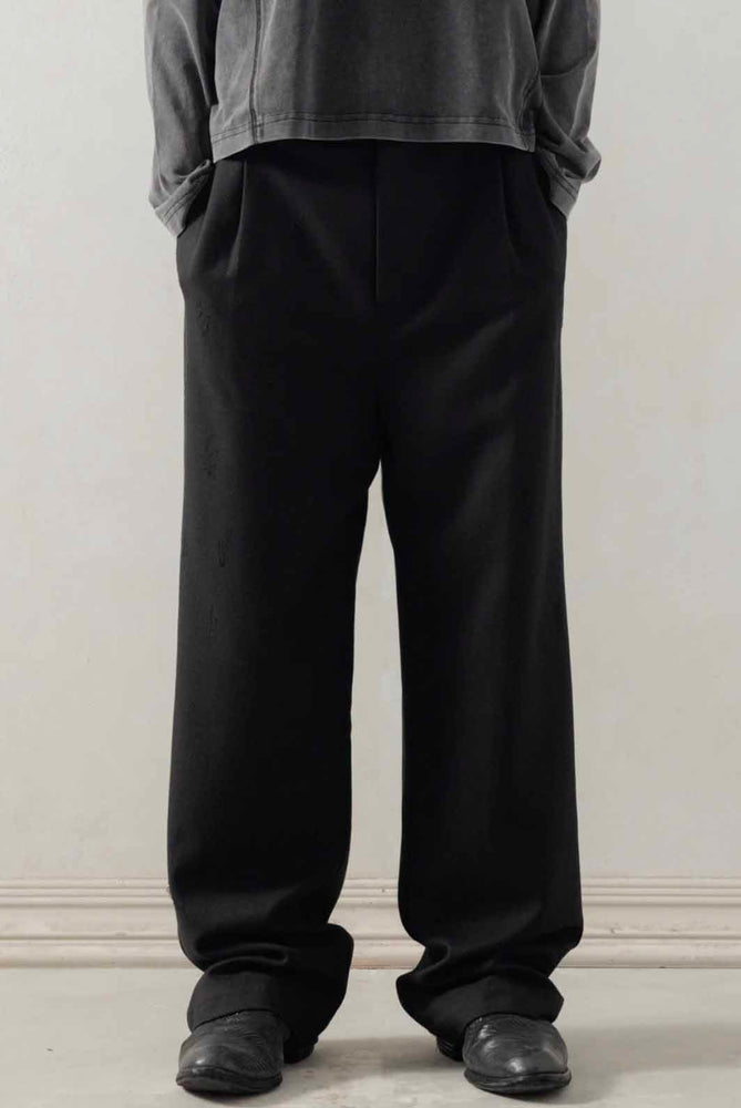 Distressed Wool Pants Black