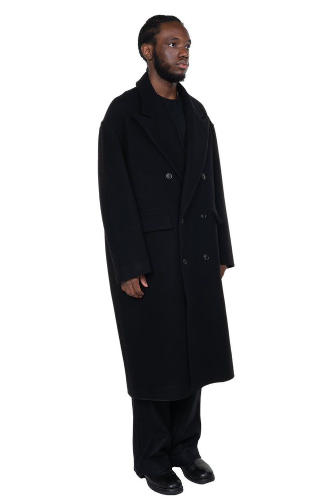 Double Breasted Overcoat Wool Cashmere Black