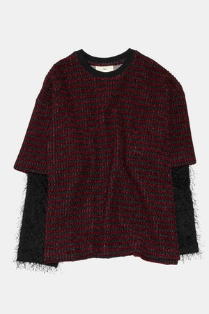 Double Layered Sleeves Pullover Wine