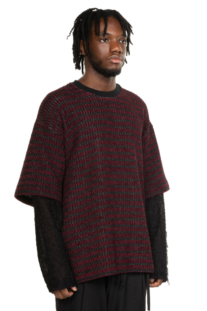 Double Layered Sleeves Sweater Wine