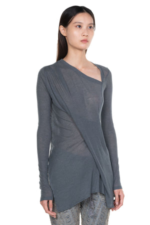 Draped Asymmetric Top Grey Blue