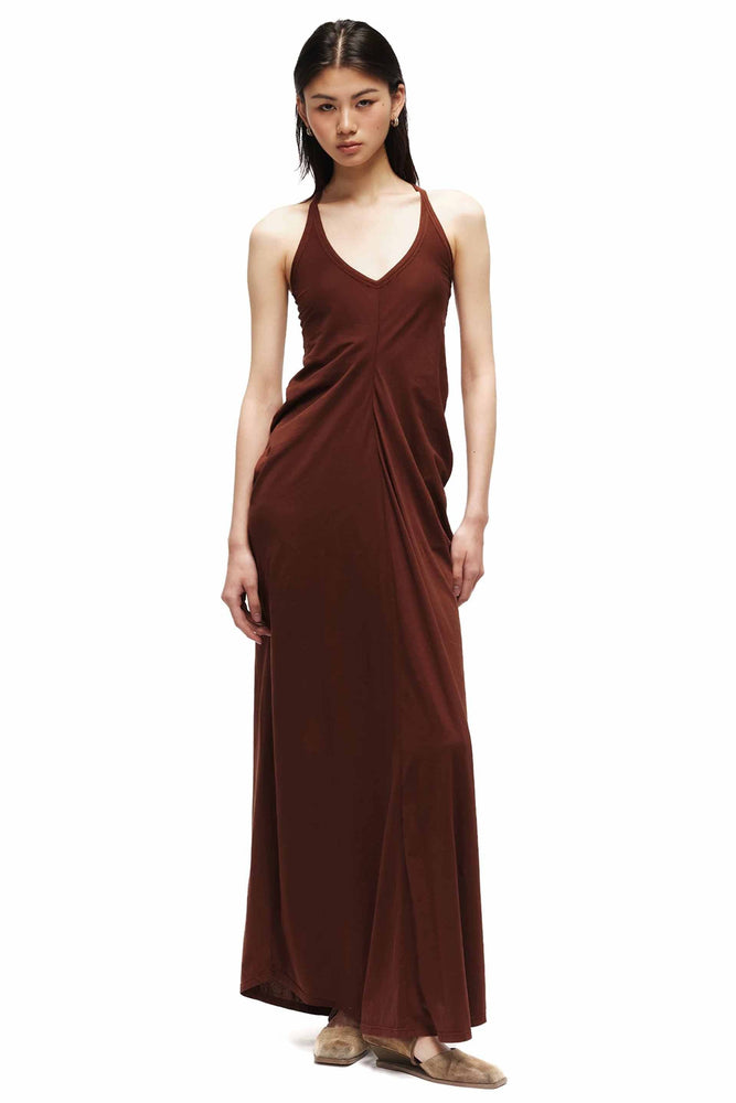 Draped Jersey Tanks Dress Reddish Brown