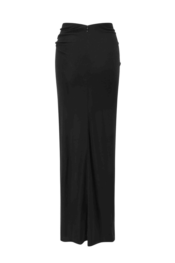 Draped Knitted Ribbed Skirt Black