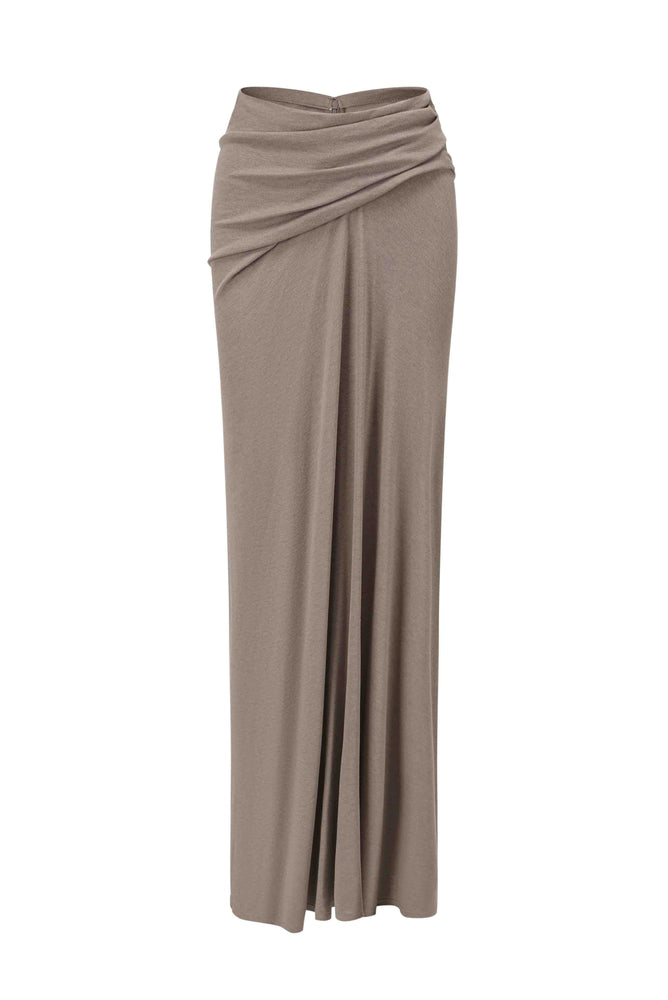 Draped Knitted Ribbed Skirt Mineral Grey
