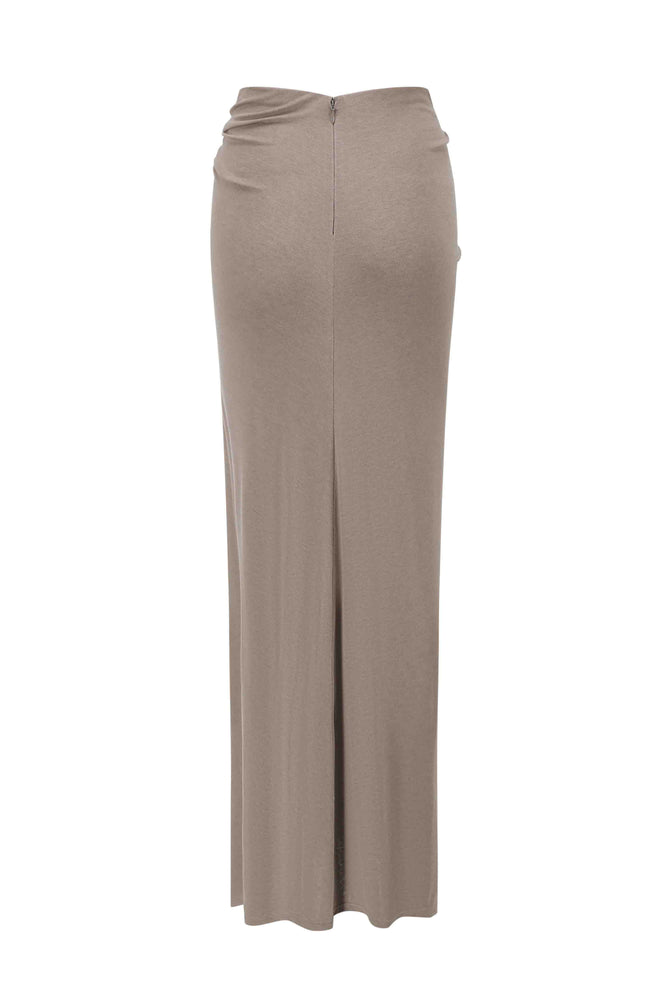Draped Knitted Ribbed Skirt Mineral Grey