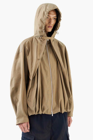 Draped Volume Hood Jacket