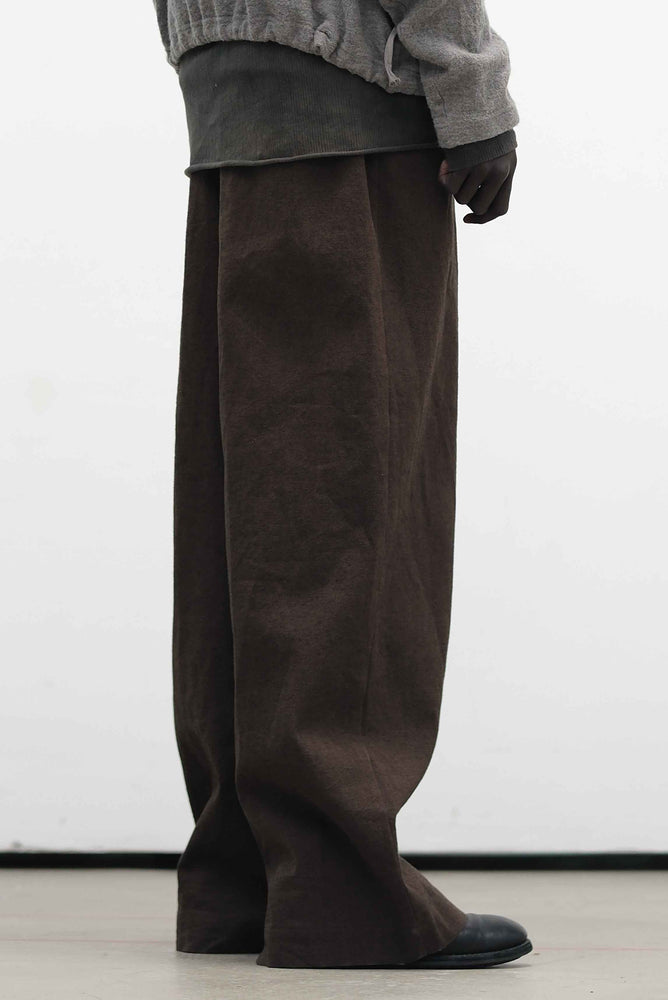 Drawstring Straight Trousers Brown