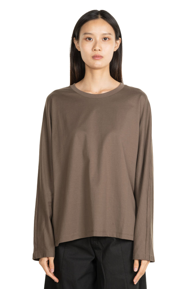 Dropped Shoulders Brown T-shirt