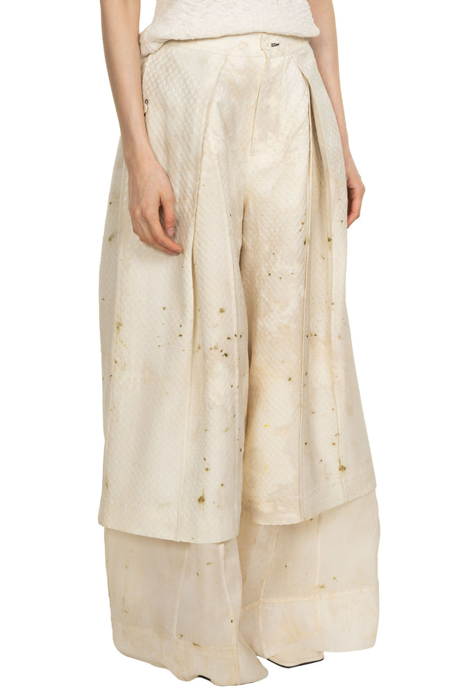 Dyed Double Layer Wool Silk Trousers