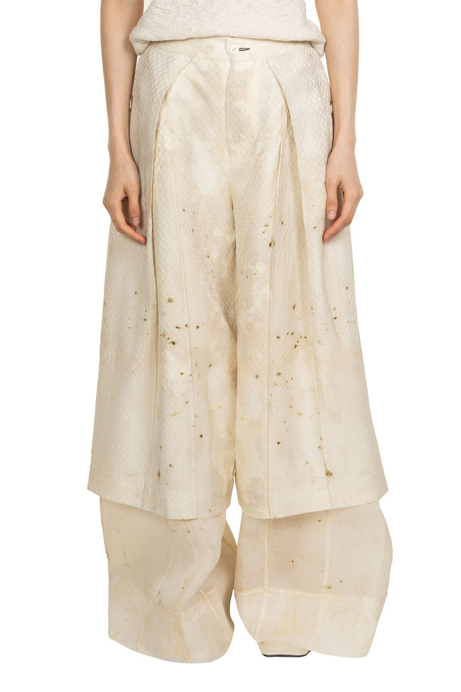 Dyed Double Layer Wool Silk Trousers