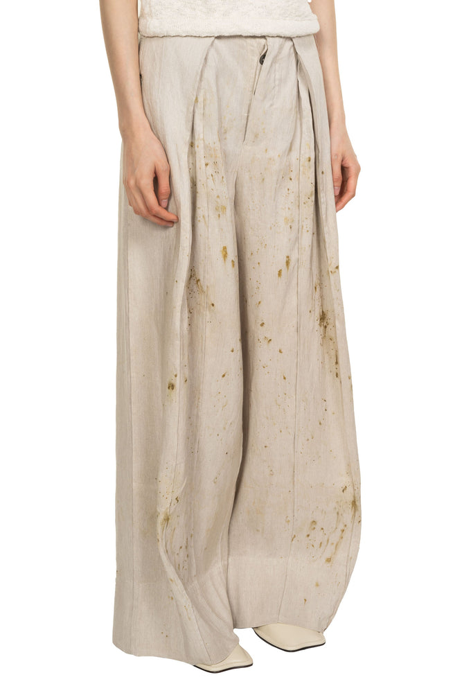 Dyed Pleated Linen Trousers