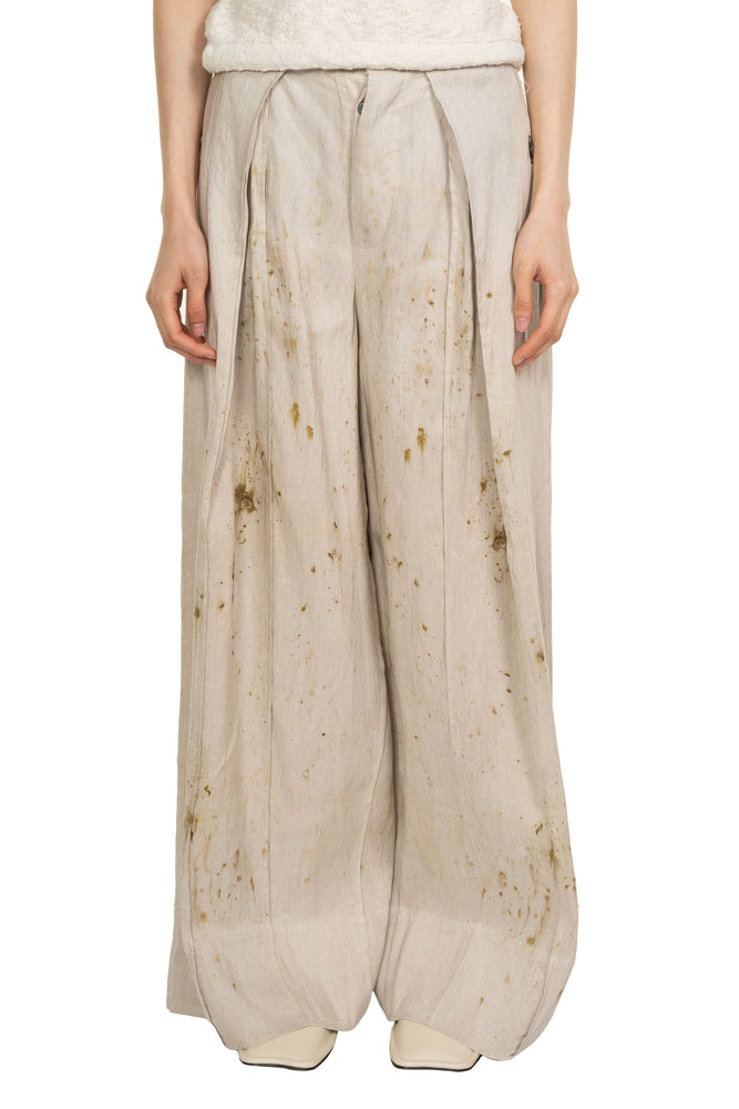 Dyed Pleated Linen Trousers