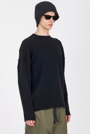Eco Cashmere Sweater External Stitches Black