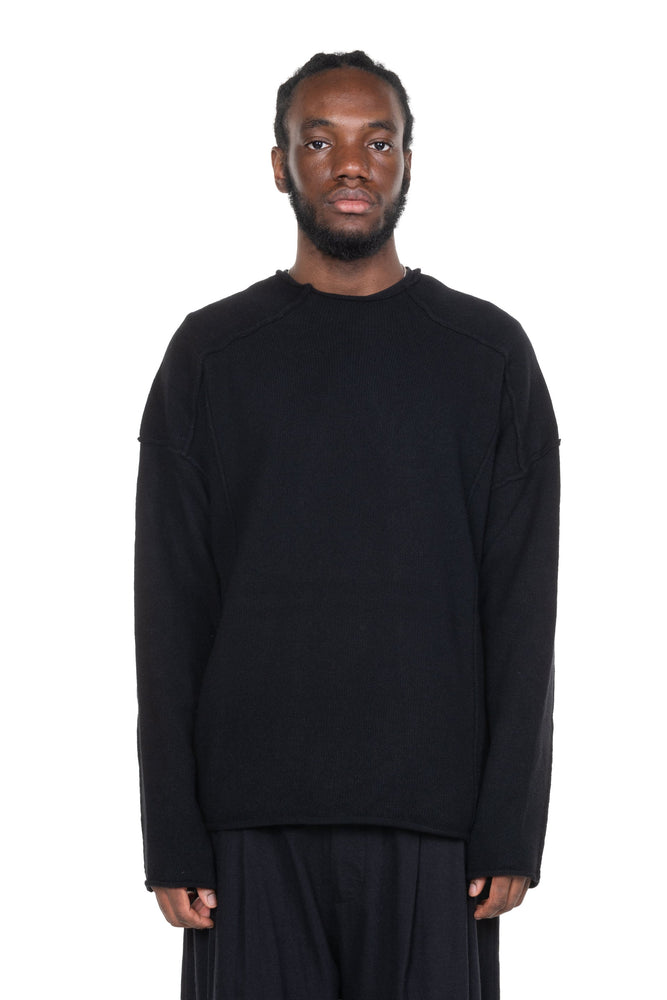 Eco Cashmere Sweater External Stitches Black