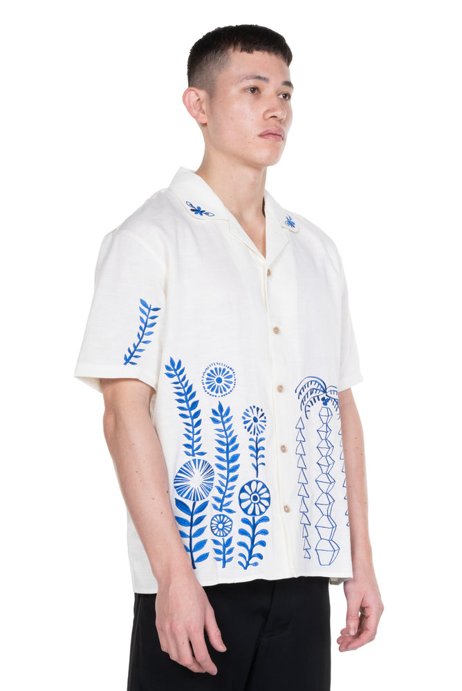 Ecru May Embroidery Open Collar Shirt