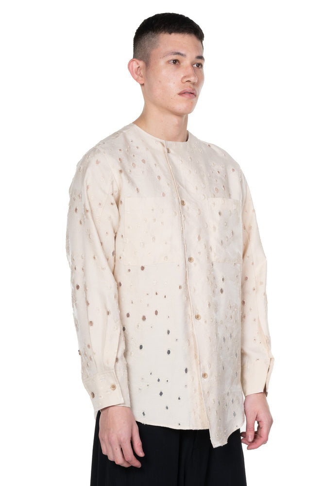 Ecru Wanshua Collarless Shirt