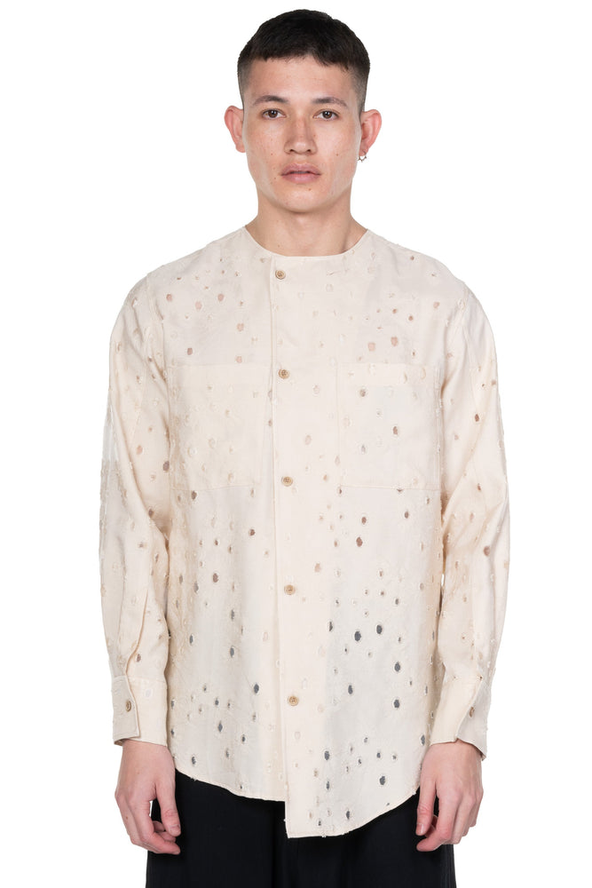 Ecru Wanshua Collarless Shirt
