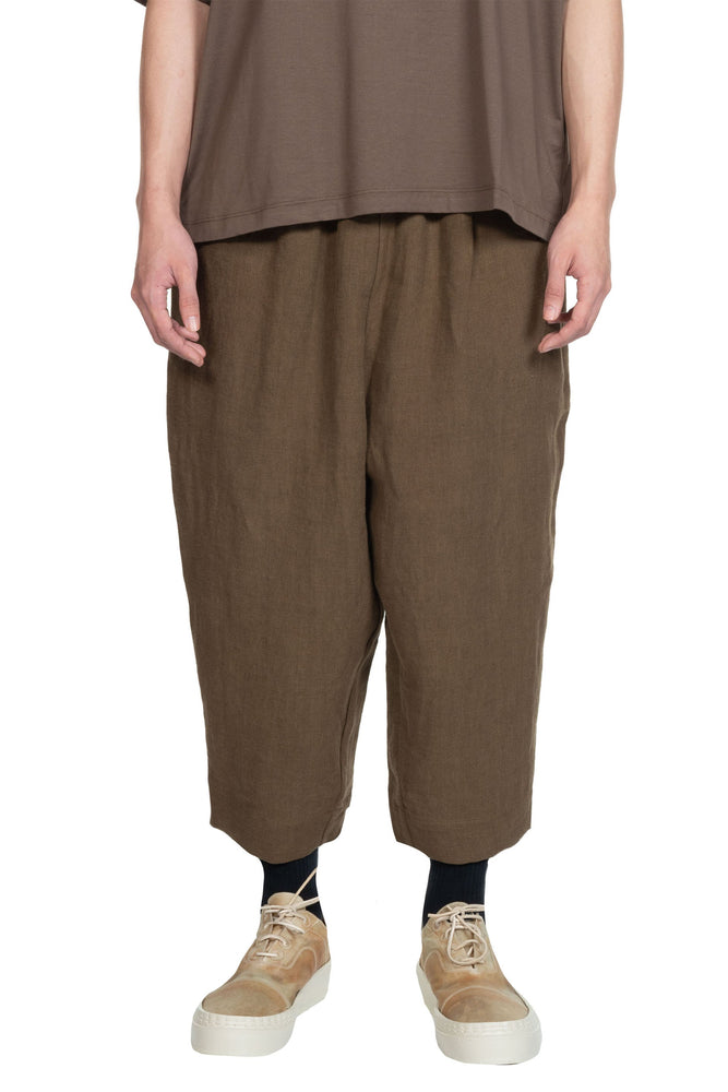 Kar Elastic Linen Trousers Olive Green