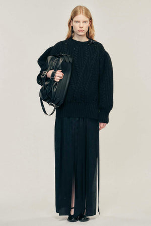 Embellished Puff Sleeve Chunky Knit Jumper