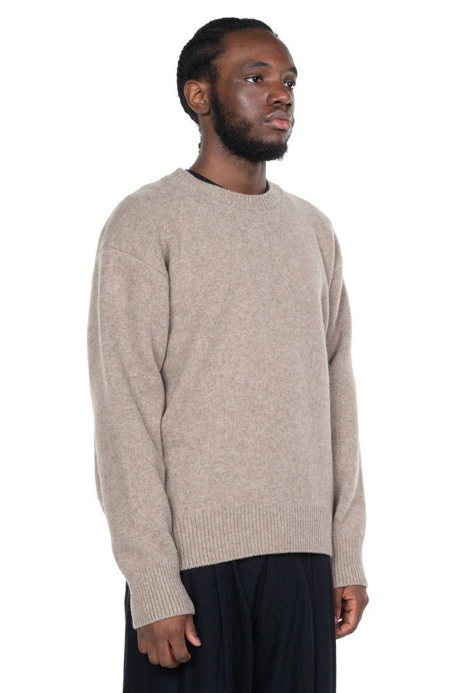 Extra Fine Wool Crew Neck Knit Beige